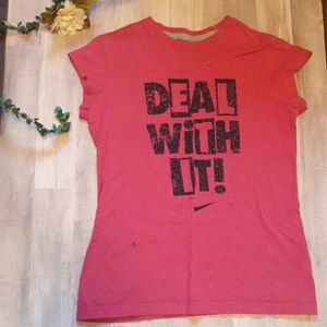 Pink and black nike tee